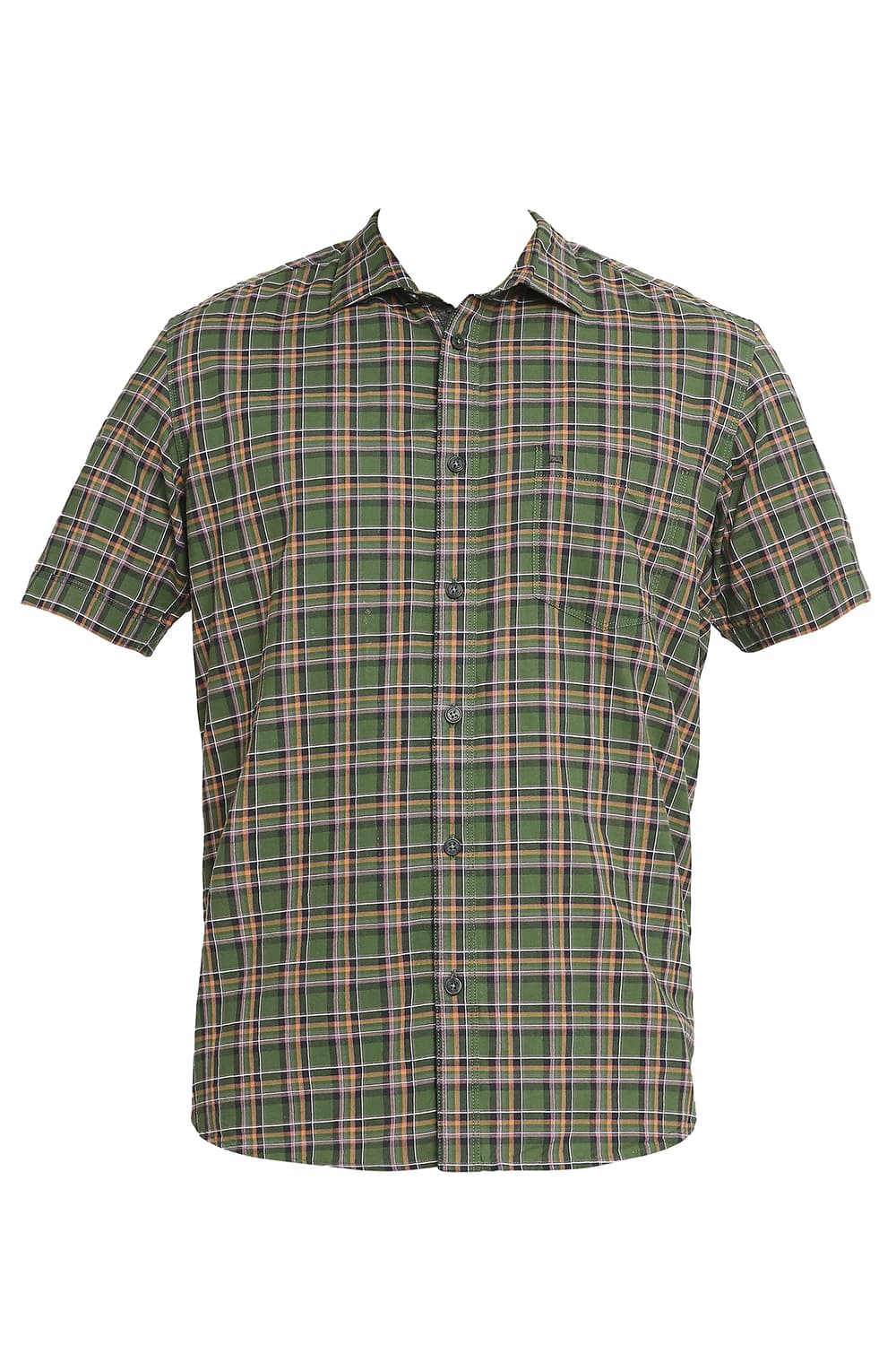 BASICS SLIM FIT COTTON OXFORD CHECKS HALFSLEEVES SHIRT