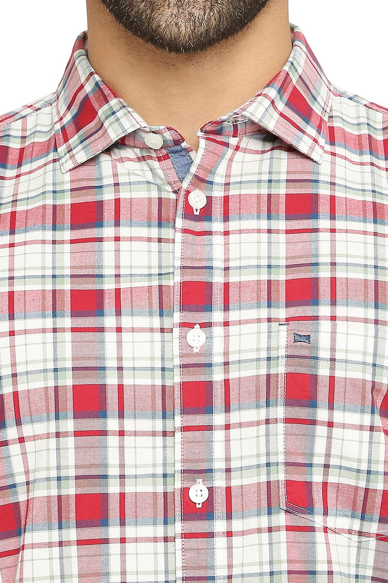 BASICS SLIM FIT COTTON OXFORD CHECKS SHIRT