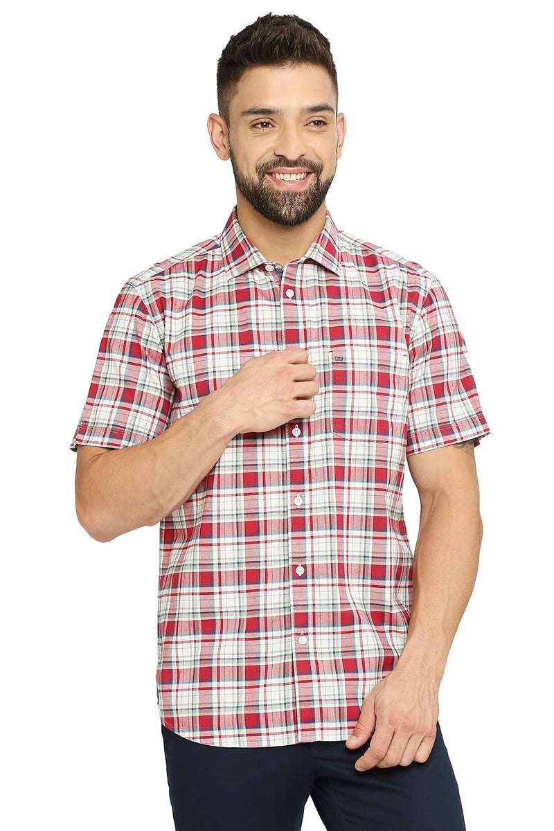 BASICS SLIM FIT COTTON OXFORD CHECKS SHIRT