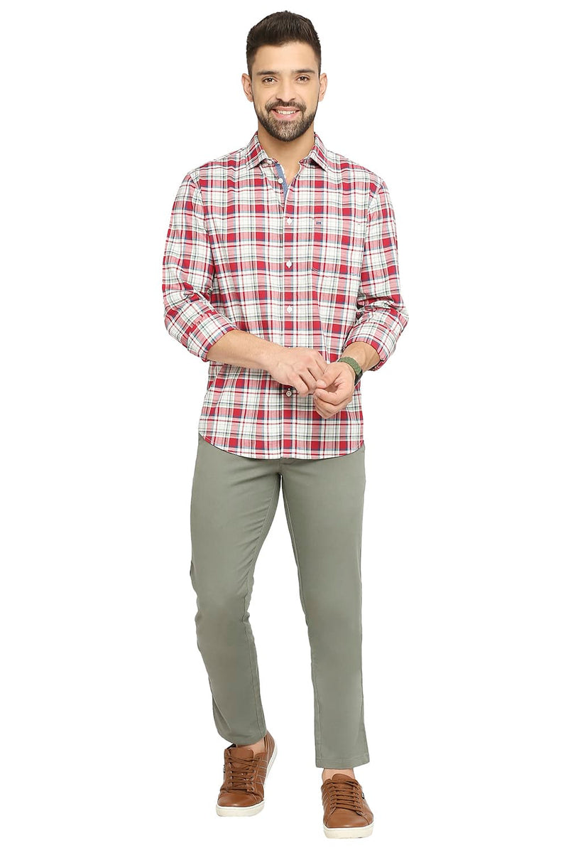 BASICS SLIM FIT COTTON OXFORD CHECKS SHIRT