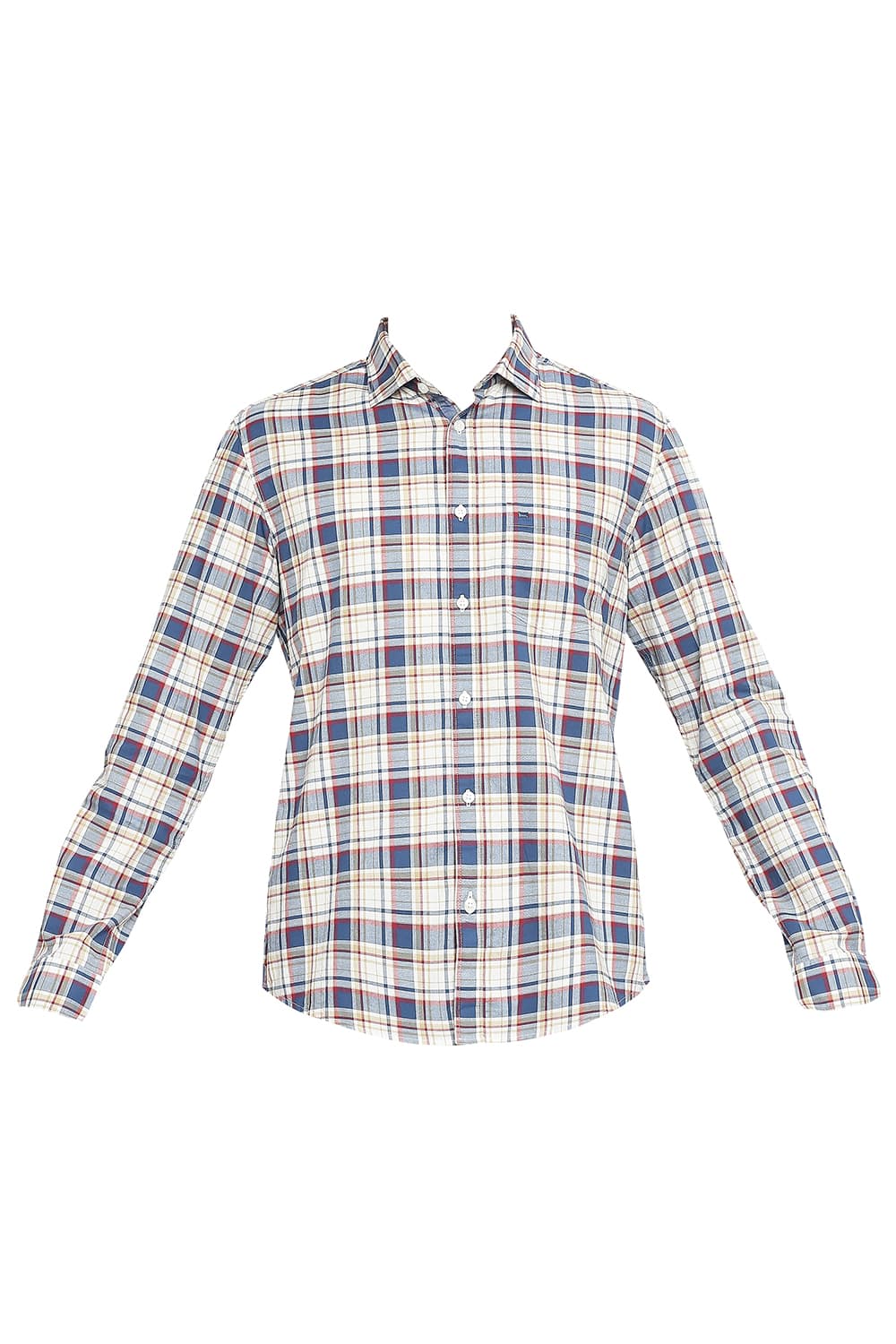 BASICS SLIM FIT COTTON OXFORD CHECKS SHIRT