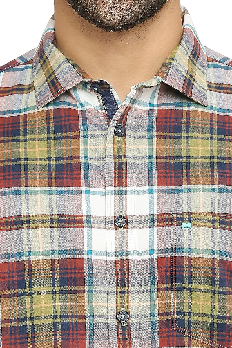 BASICS SLIM FIT COTTON OXFORD CHECKS SHIRT