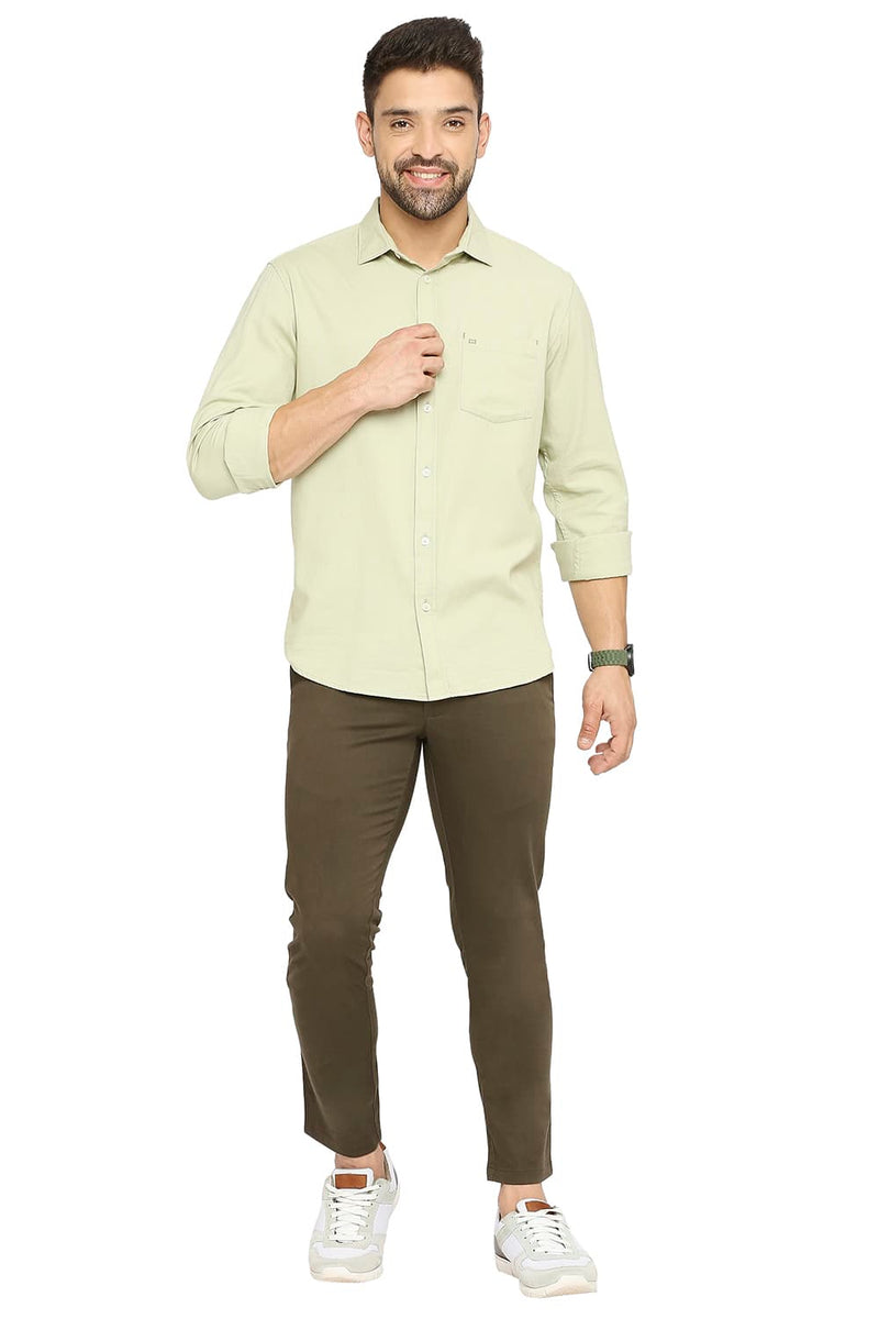 BASICS SLIM FIT COTTON DOBBY SHIRT