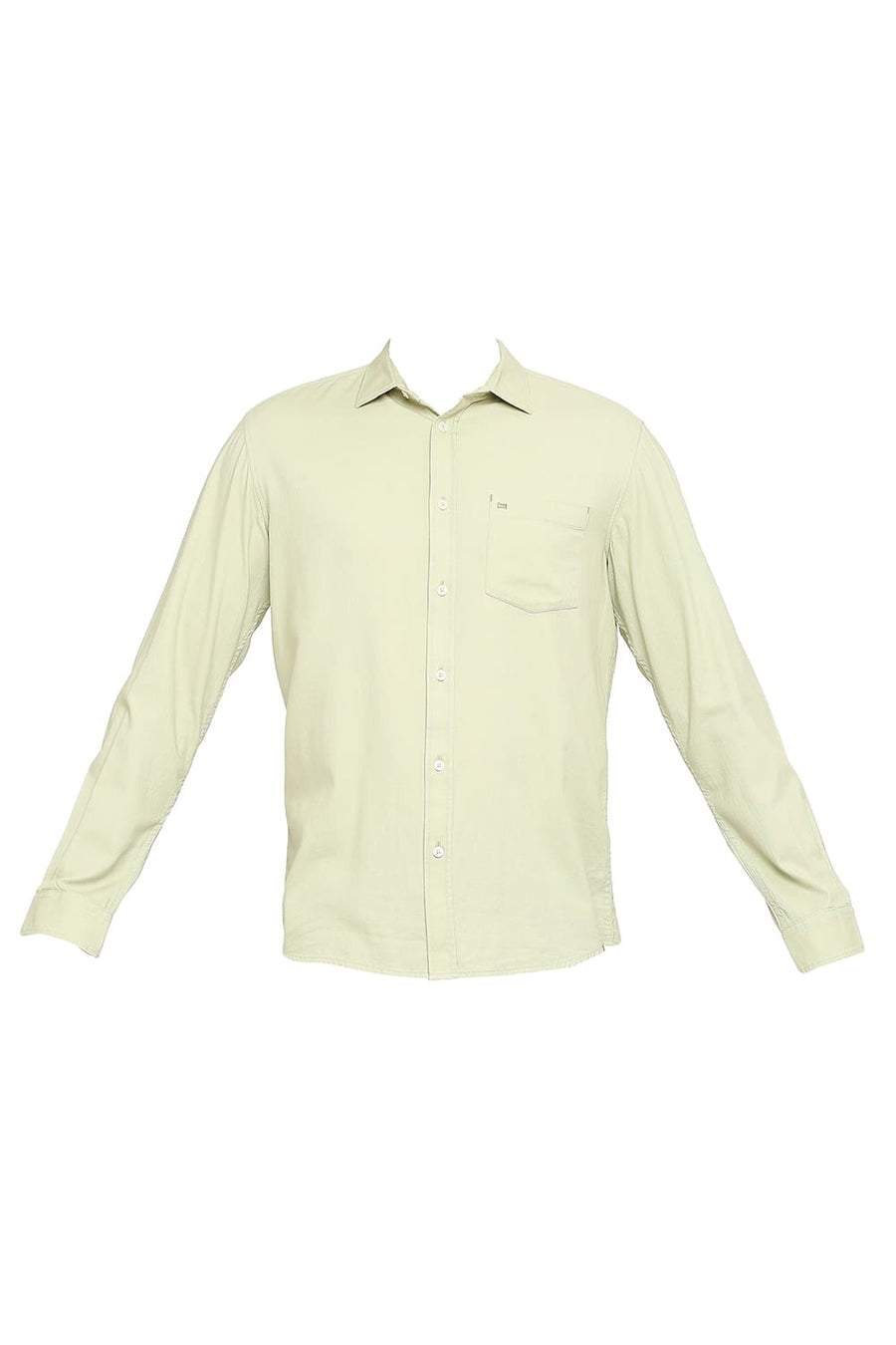 BASICS SLIM FIT BOK OLIVE COTTON DOBBY SHIRT