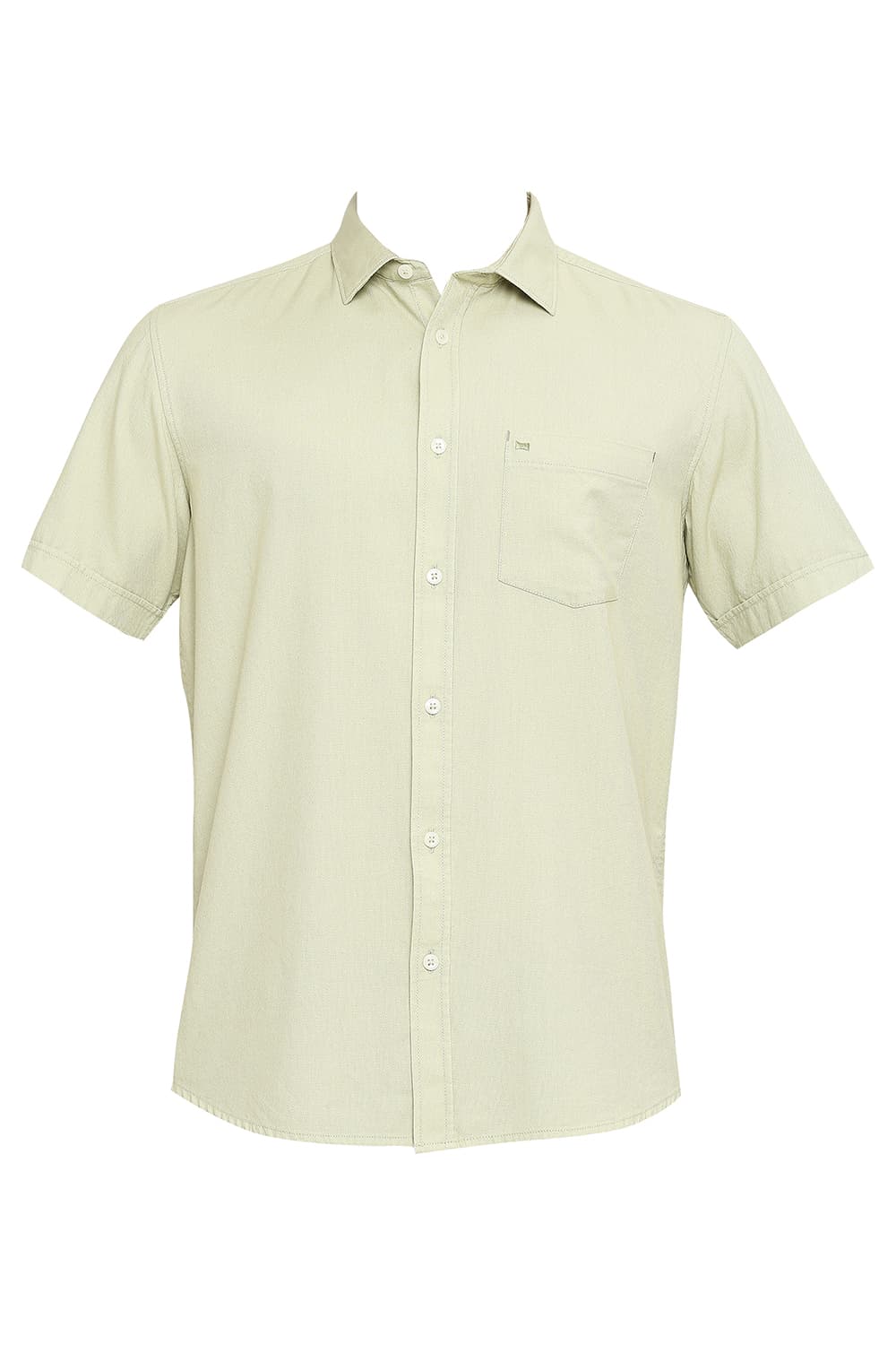 BASICS SLIM FIT COTTON DOBBY HALFSLEEVES SHIRT