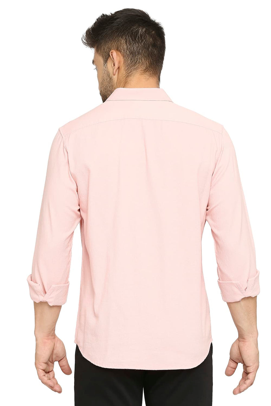 BASICS SLIM FIT QUARTZ PINK COTTON DOBBY SHIRT