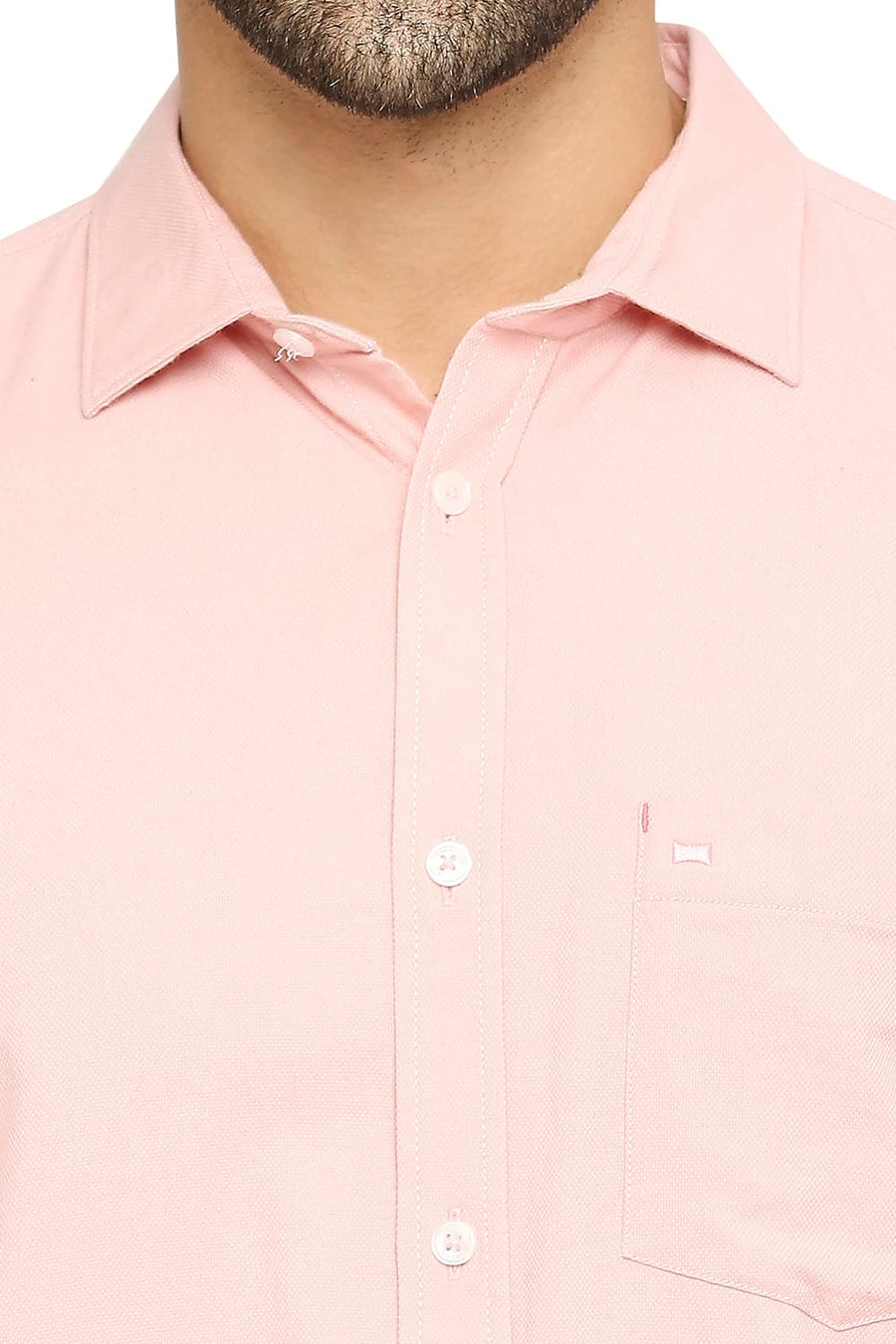 BASICS SLIM FIT QUARTZ PINK COTTON DOBBY SHIRT