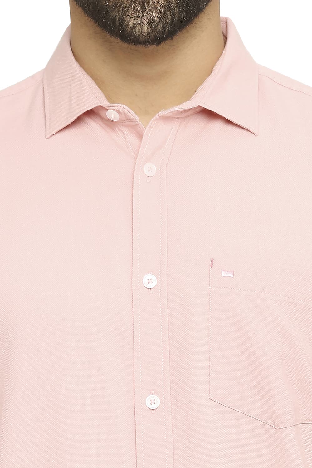 BASICS SLIM FIT COTTON DOBBY HALFSLEEVES SHIRT