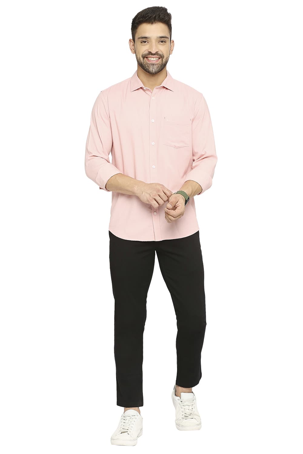 BASICS SLIM FIT COTTON DOBBY SHIRT