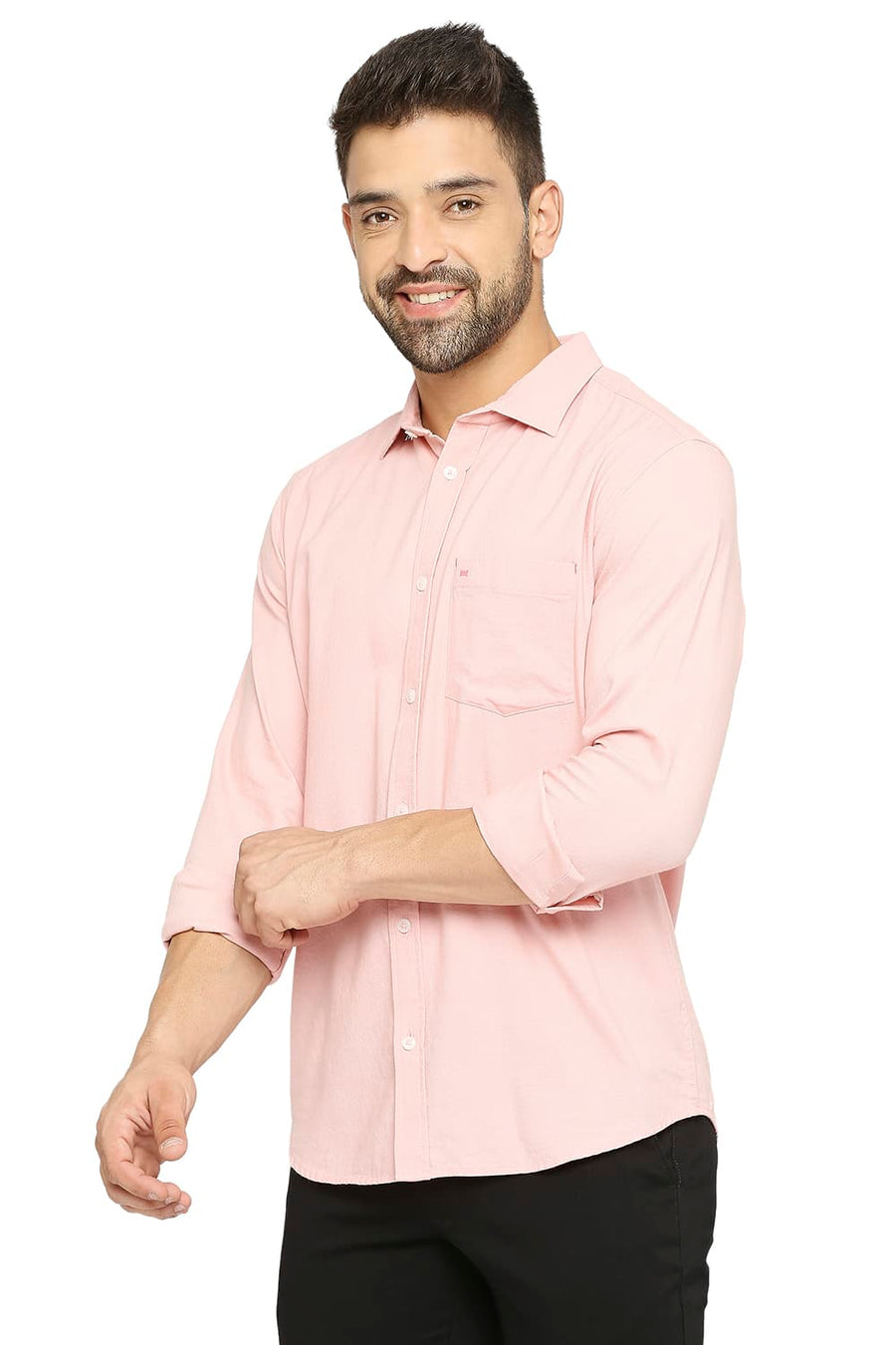BASICS SLIM FIT QUARTZ PINK COTTON DOBBY SHIRT