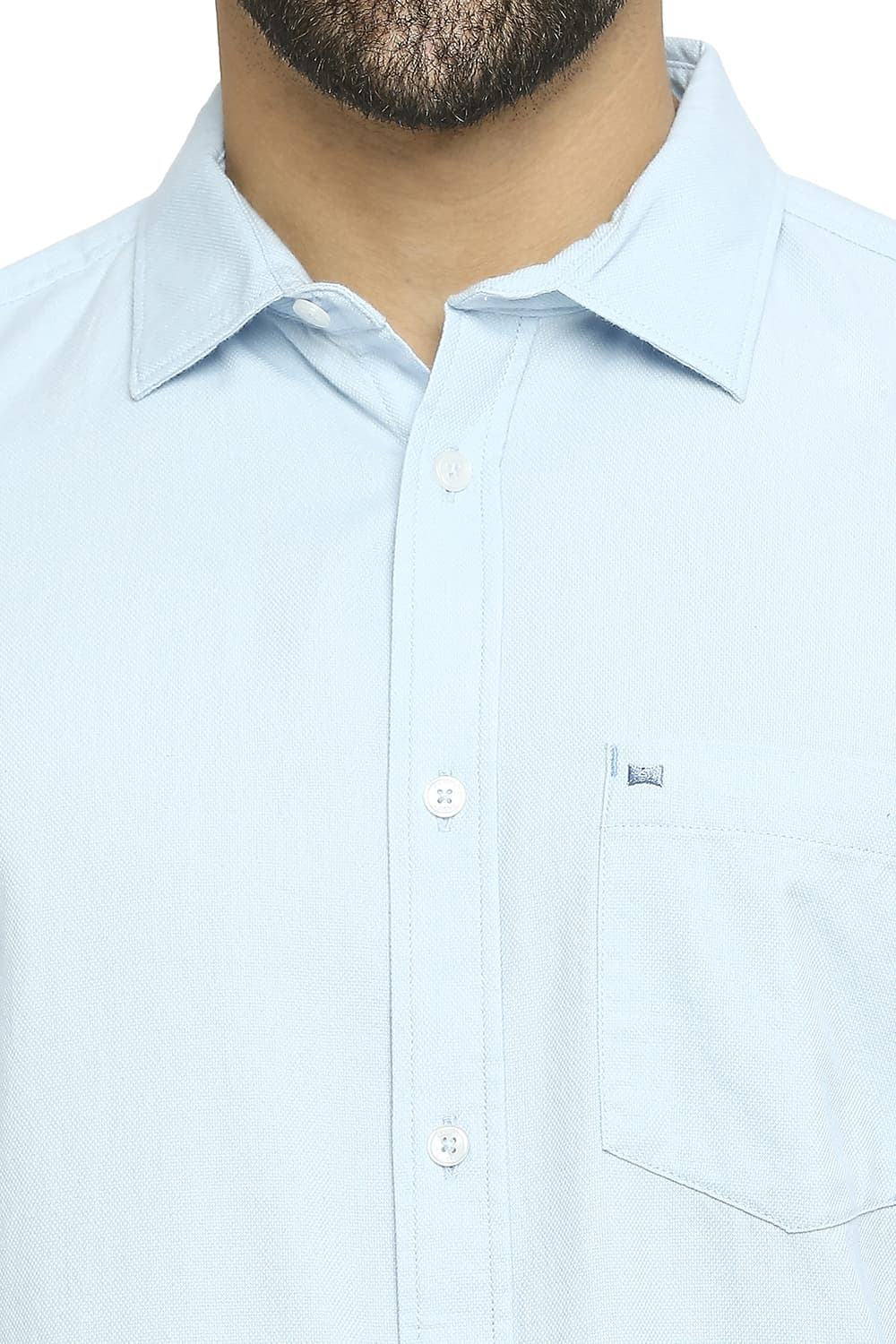 BASICS SLIM FIT COTTON DOBBY SHIRT