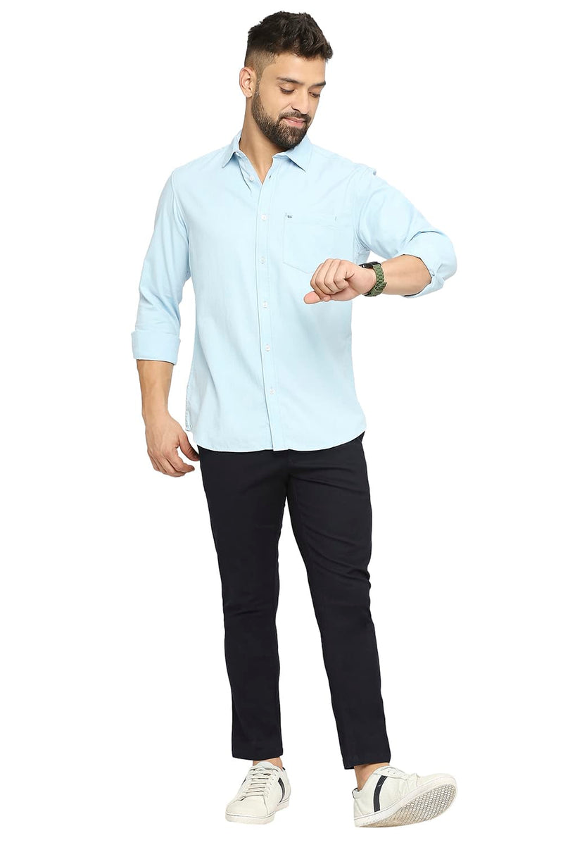 BASICS SLIM FIT COTTON DOBBY SHIRT