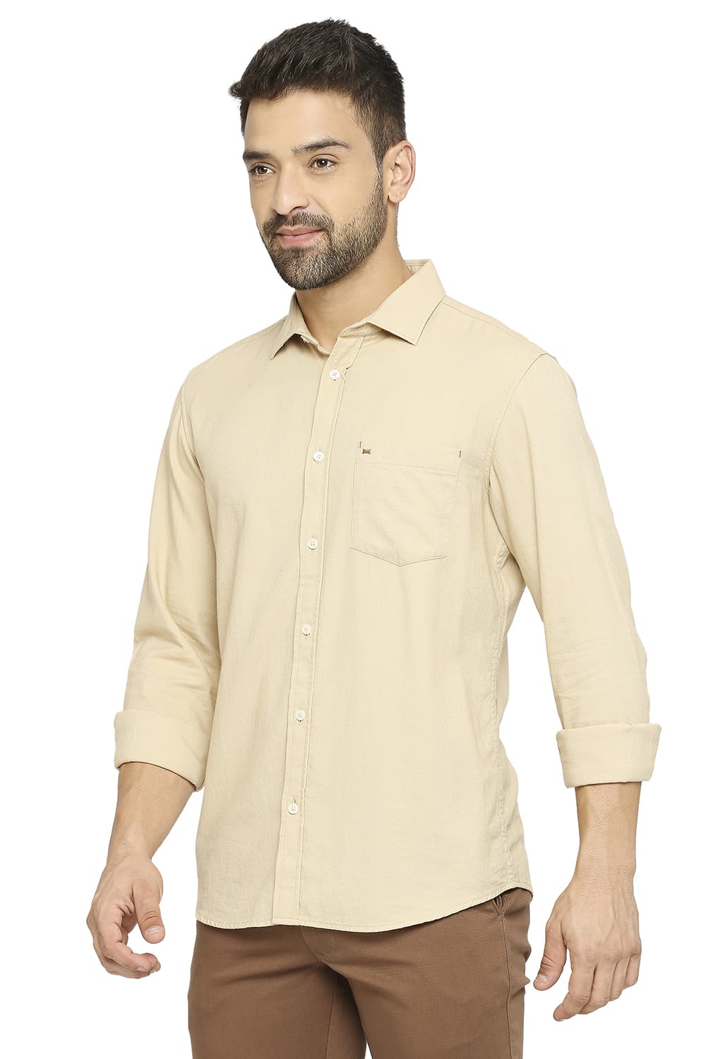 BASICS SLIM FIT COTTON DOBBY SHIRT