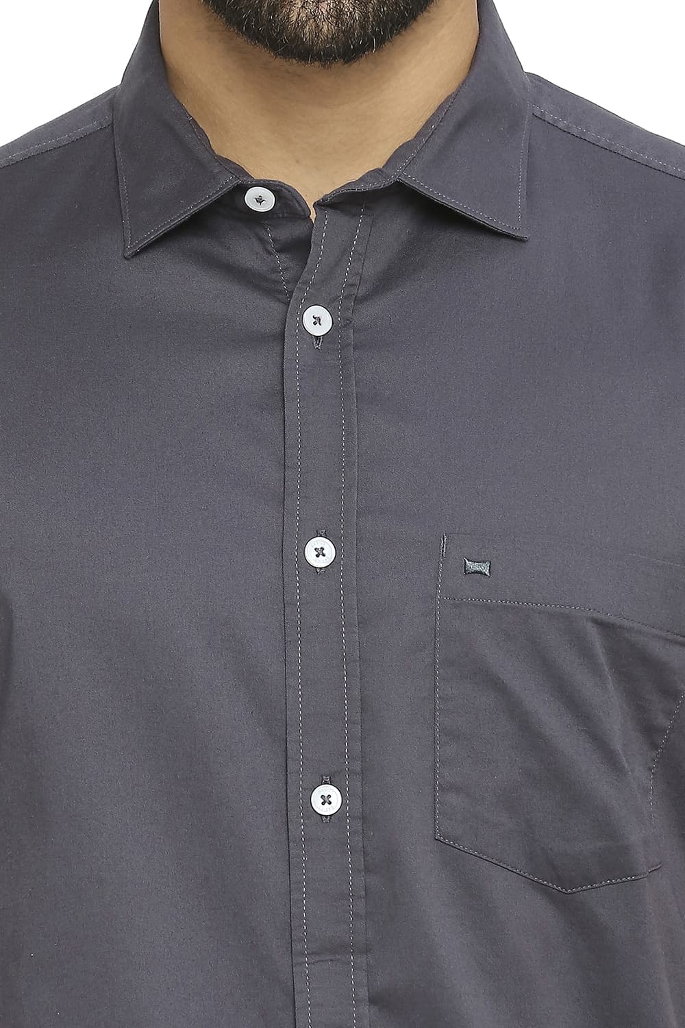 BASICS SLIM FIT COTTON STRETCH TWILL HALFSLEEVES SHIRT