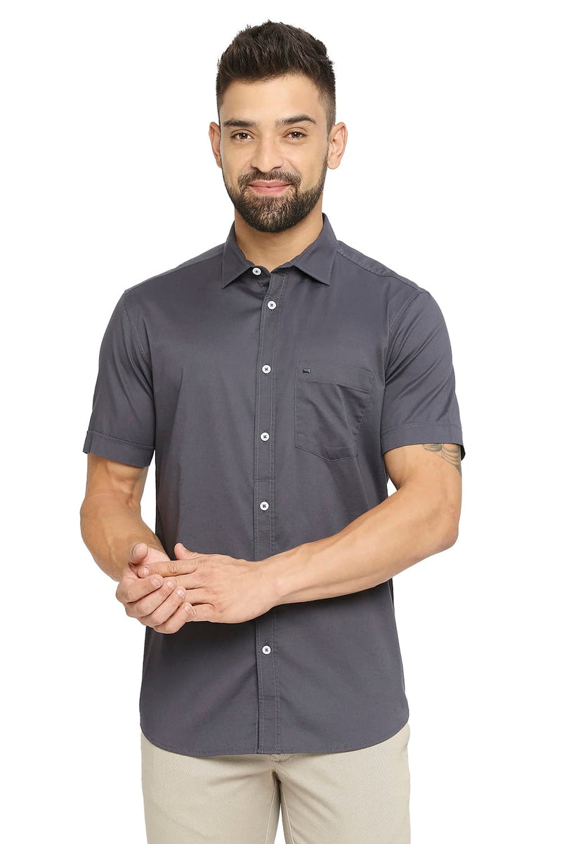 BASICS SLIM FIT COTTON STRETCH TWILL SHIRT