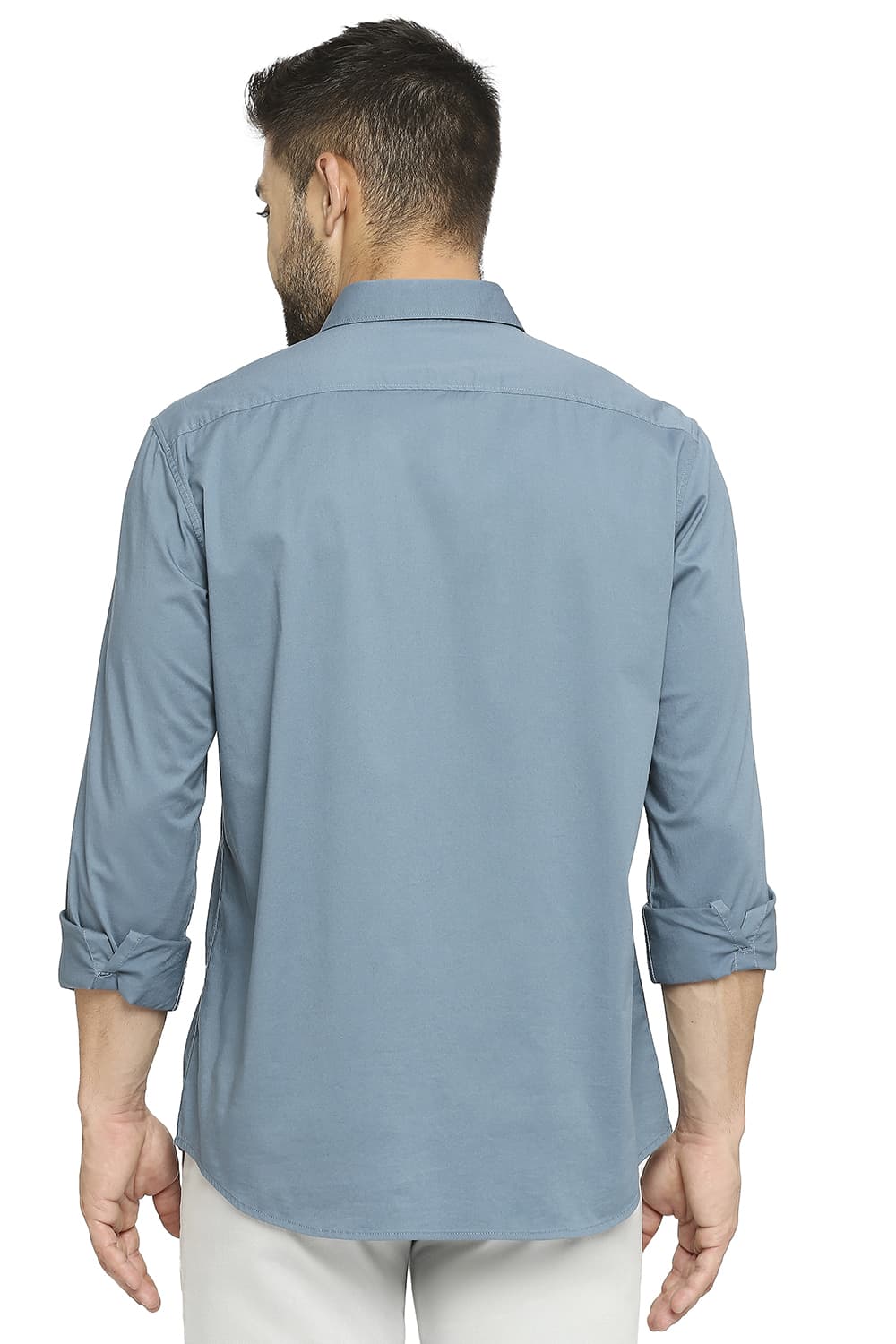 BASICS SLIM FIT COTTON STRETCH TWILL SHIRT