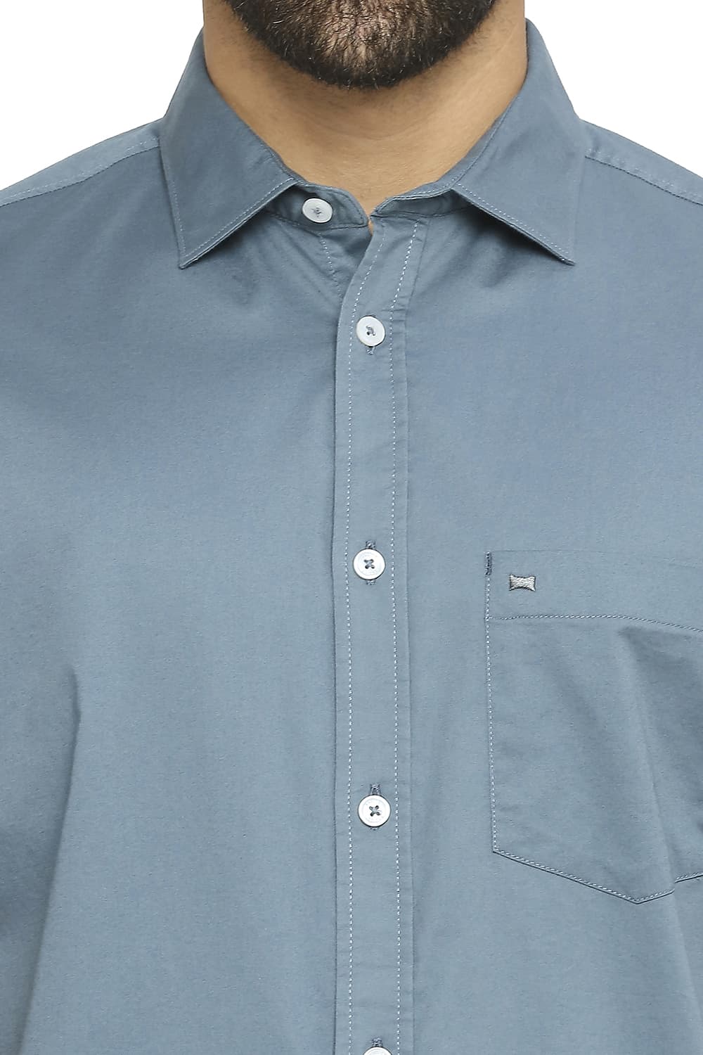 BASICS SLIM FIT COTTON STRETCH TWILL HALFSLEEVES SHIRT