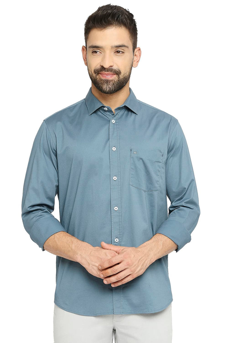 BASICS SLIM FIT COTTON STRETCH TWILL SHIRT