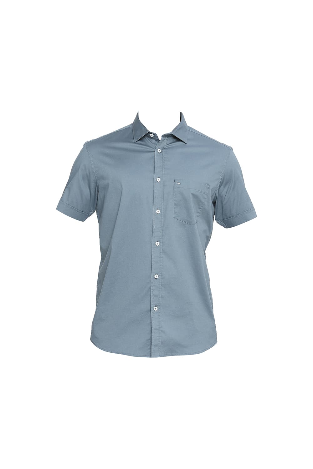 BASICS SLIM FIT COTTON STRETCH TWILL HALFSLEEVES SHIRT