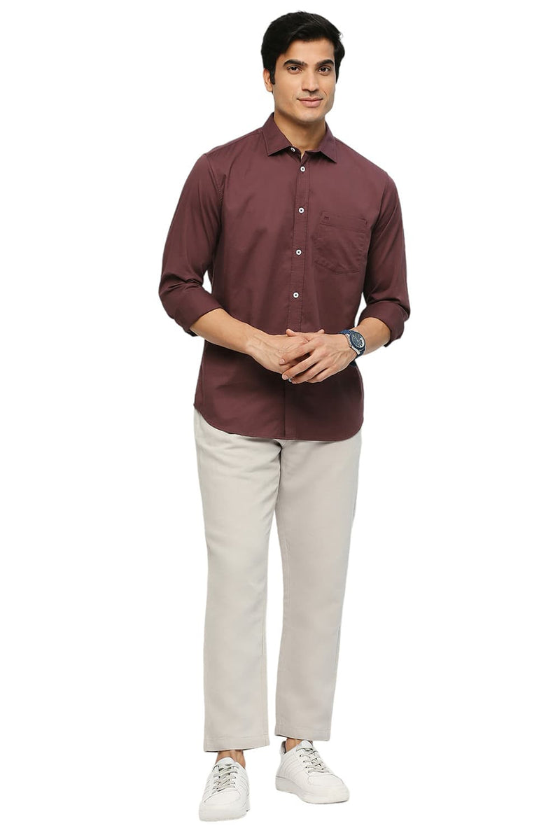 BASICS SLIM FIT COTTON STRETCH TWILL SHIRT