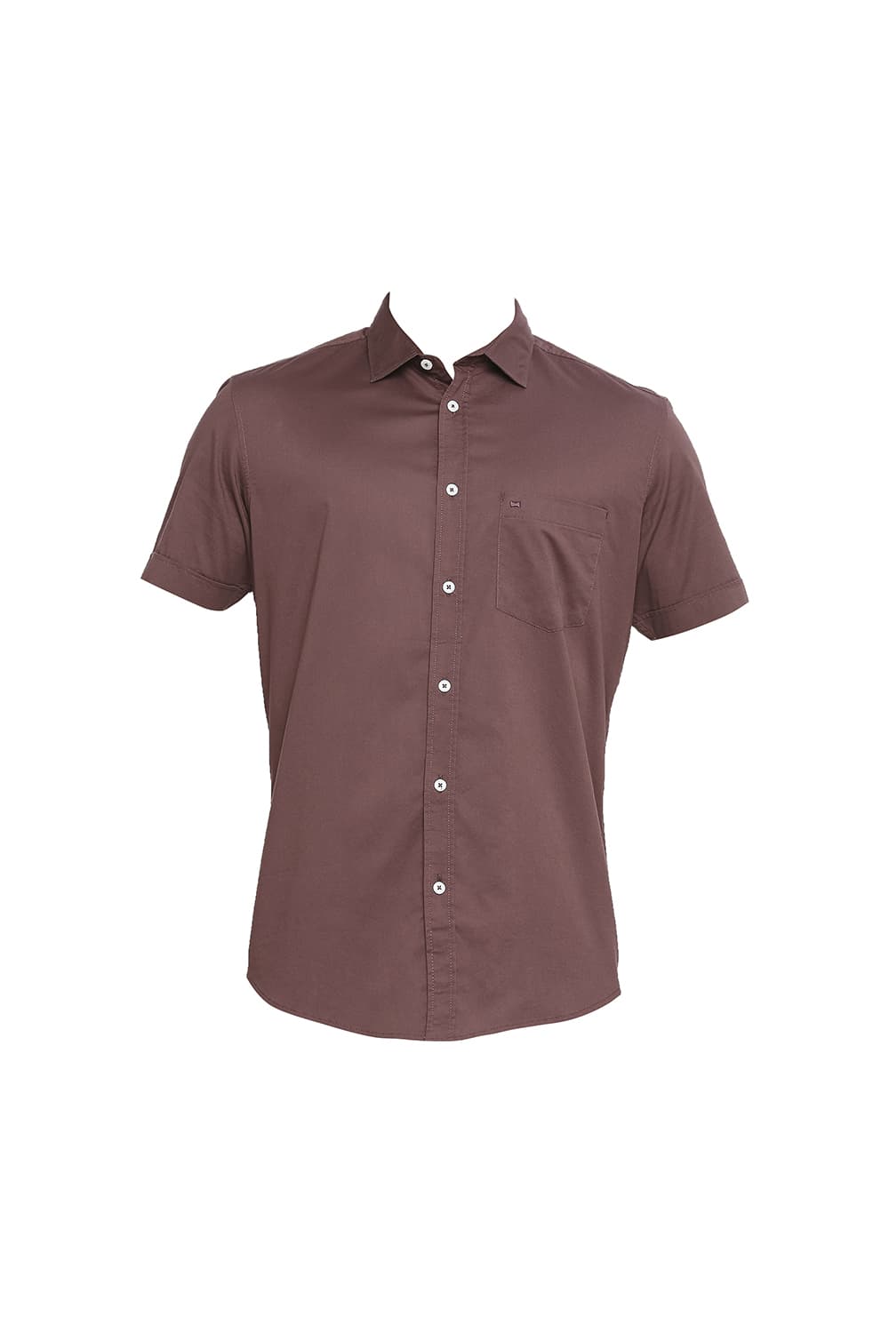 BASICS SLIM FIT COTTON STRETCH TWILL HALFSLEEVES SHIRT