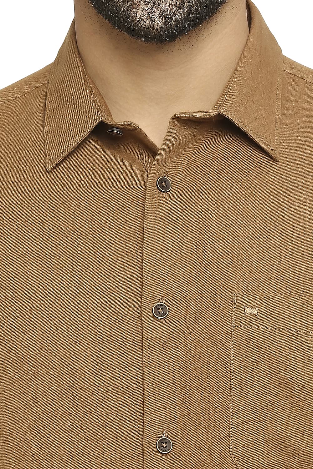 BASICS SLIM FIT COTTON SLUB TWILL SHIRT