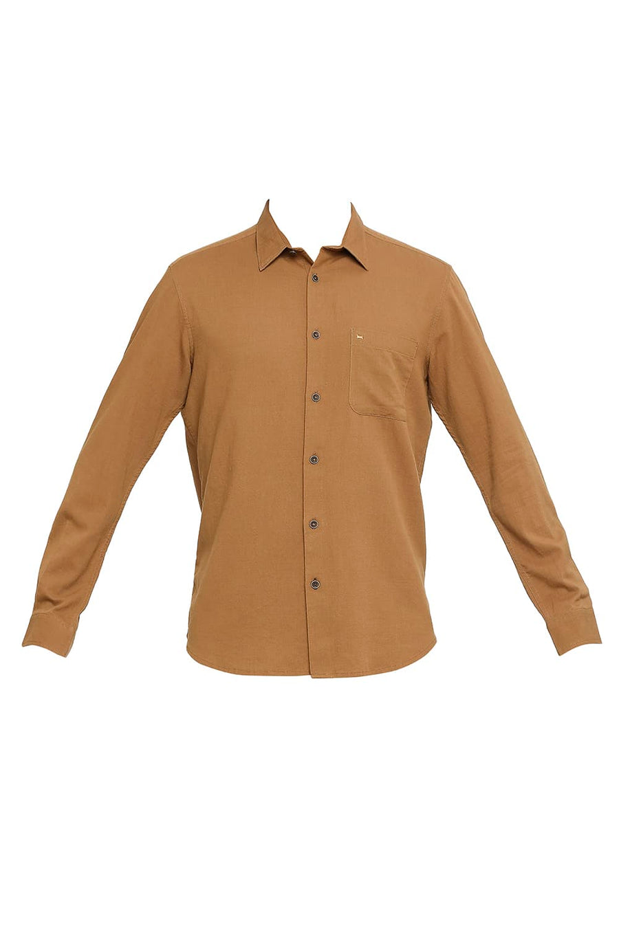 BASICS SLIM FIT DACHSHUND KHAKI COTTON SLUB TWILL SHIRT