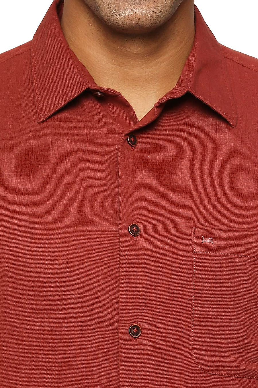 BASICS SLIM FIT ARABIAN RED COTTON SLUB TWILL SHIRT