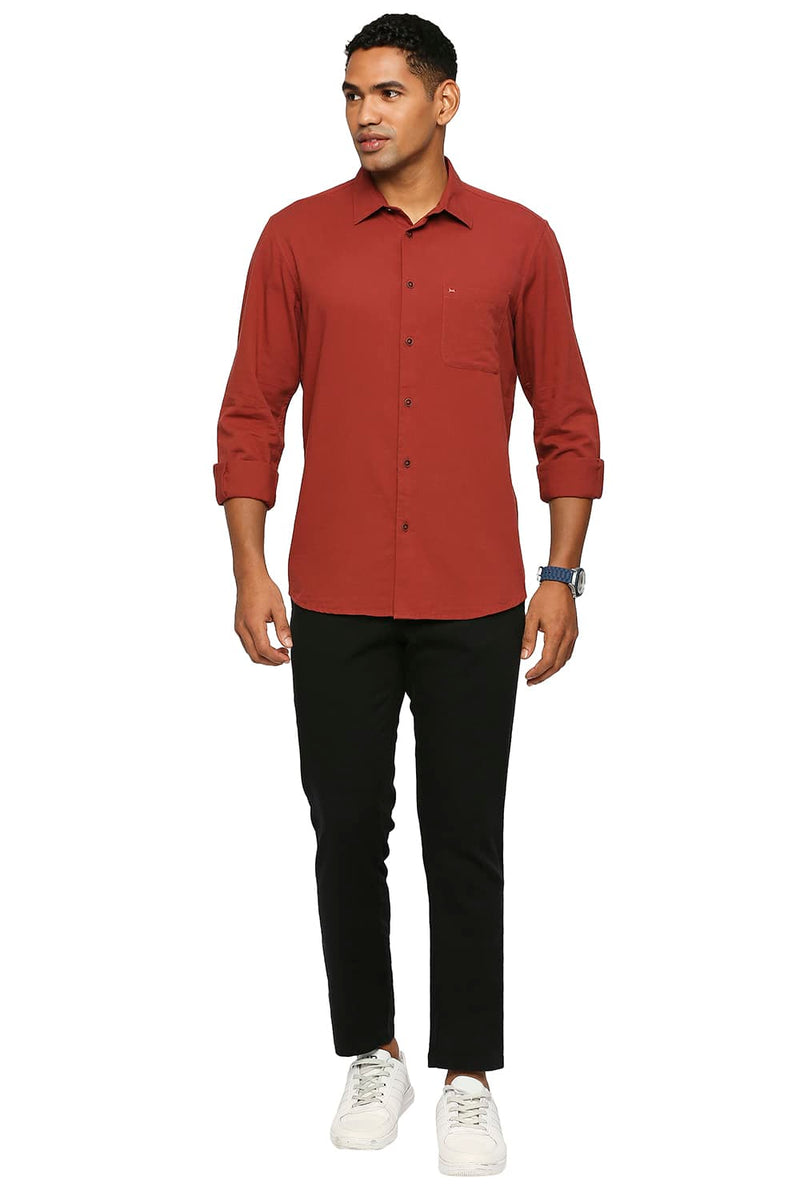 BASICS SLIM FIT COTTON SLUB TWILL SHIRT