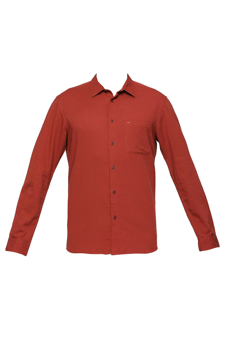 BASICS SLIM FIT ARABIAN RED COTTON SLUB TWILL SHIRT