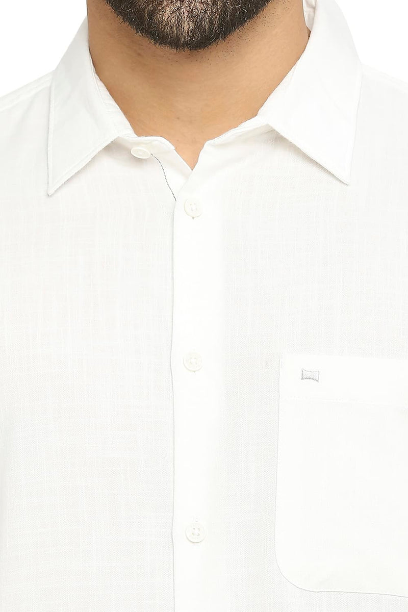 BASICS SLIM FIT COTTON SLUB TWILL SHIRT