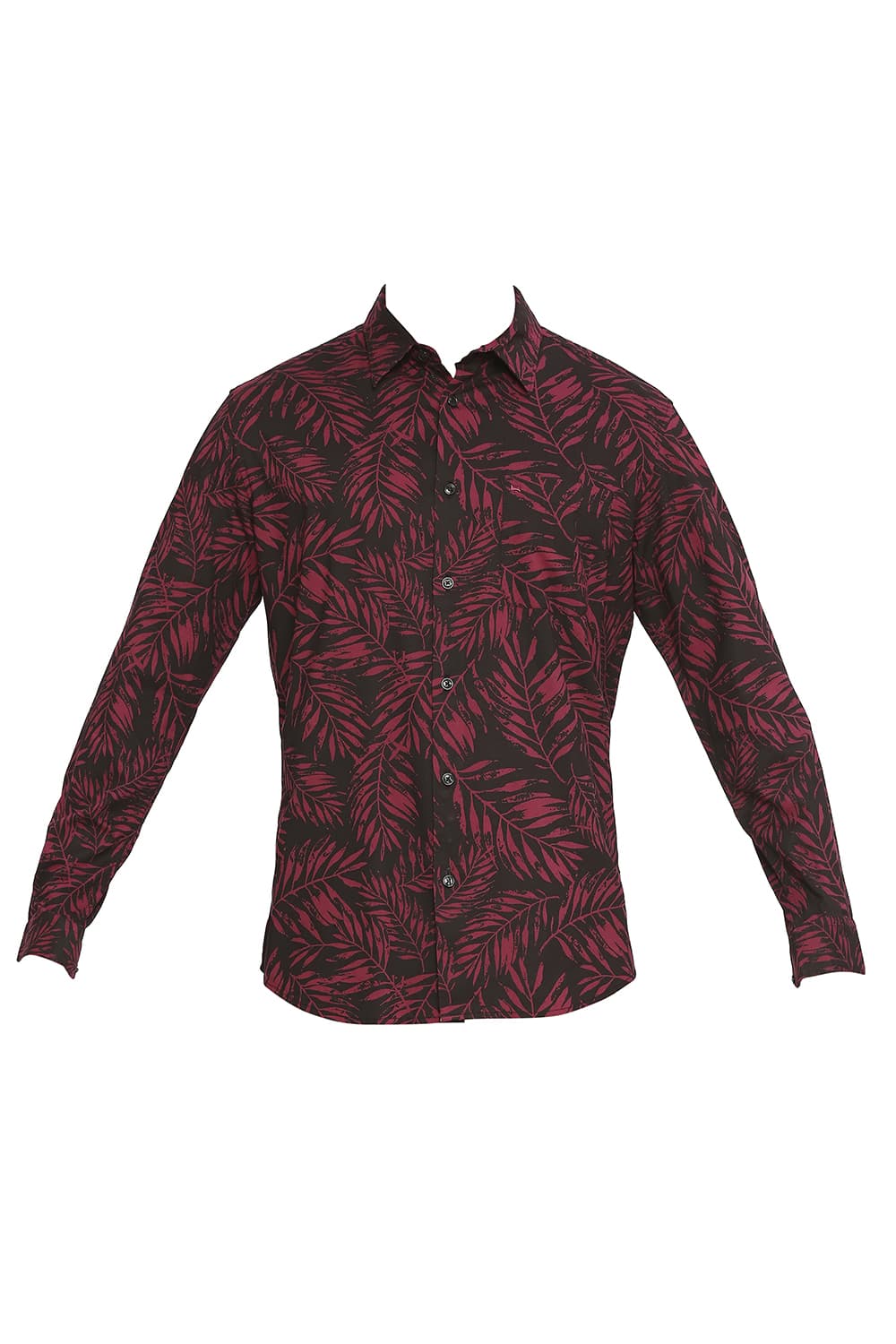 BASICS SLIM FIT COTTON VISCOSE PRINTED SHIRT