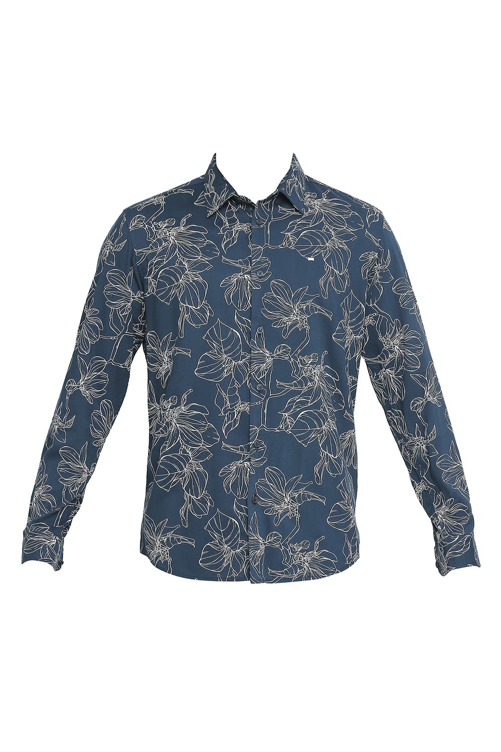 BASICS SLIM FIT COTTON VISCOSE PRINTED SHIRT