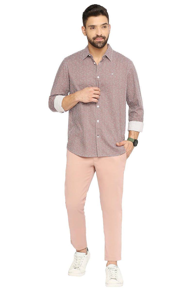 BASICS SLIM FIT COTTON VISCOSE PRINTED SHIRT