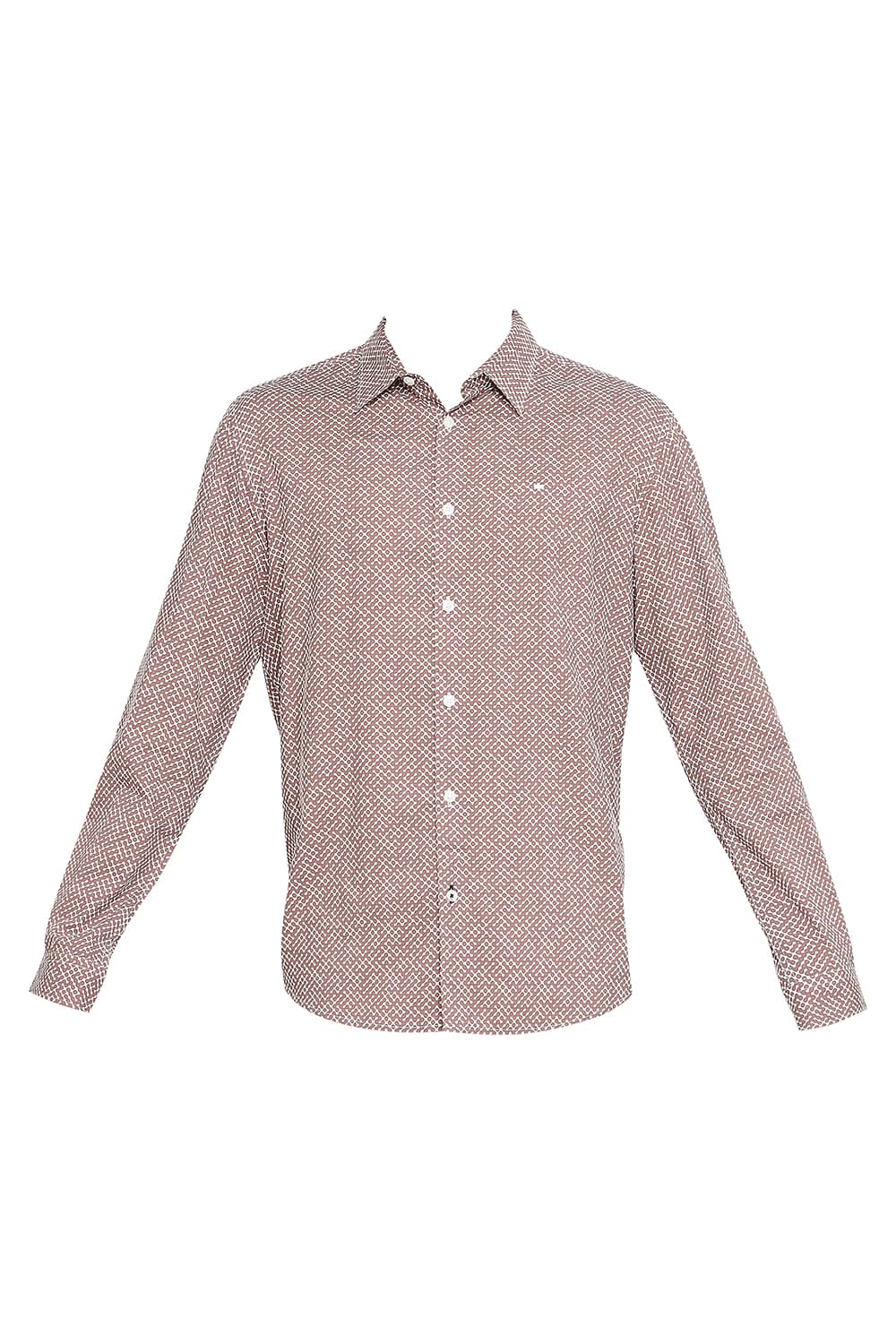 BASICS SLIM FIT COTTON VISCOSE PRINTED SHIRT