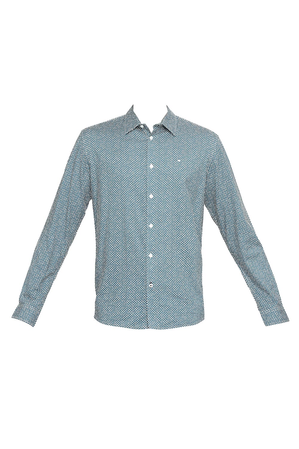 BASICS SLIM FIT COTTON VISCOSE PRINTED SHIRT