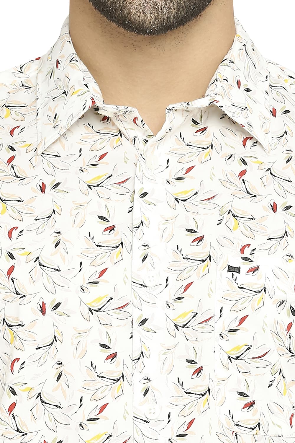 BASICS SLIM FIT COTTON OXFORD PRINTED SHIRT