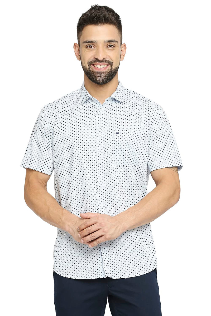 BASICS SLIM FIT COTTON OXFORD PRINTED SHIRT