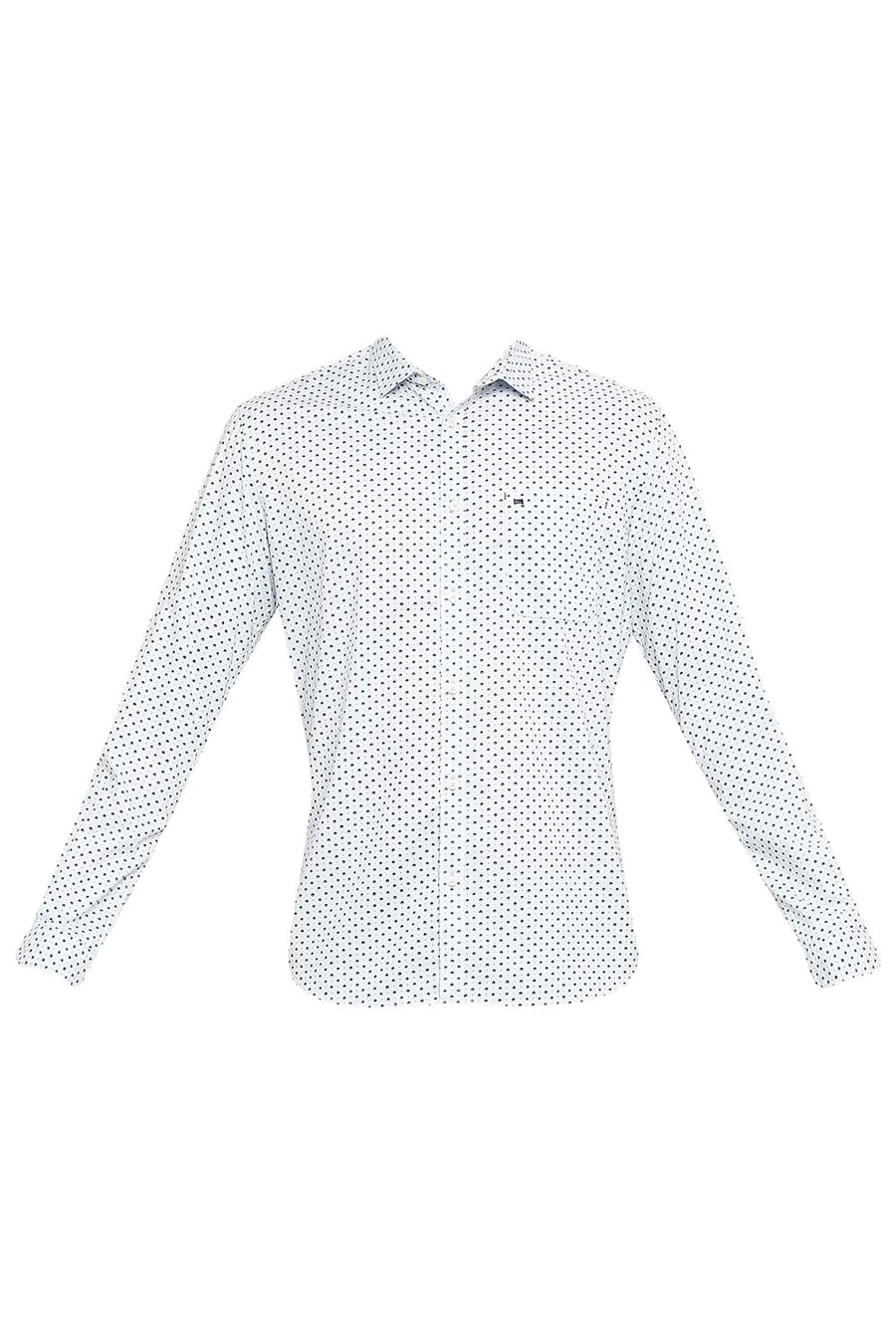 BASICS SLIM FIT AIRY BLUE COTTON OXFORD PRINTED SHIRT