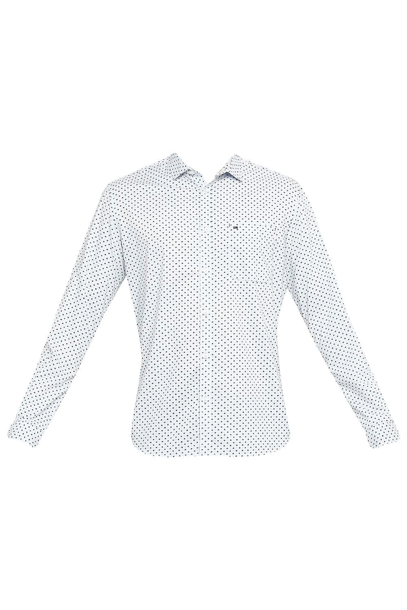 BASICS SLIM FIT COTTON OXFORD PRINTED SHIRT