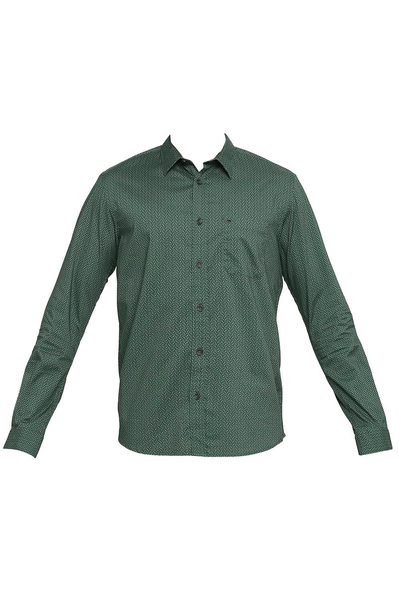 BASICS SLIM FIT COTTON OXFORD PRINTED SHIRT