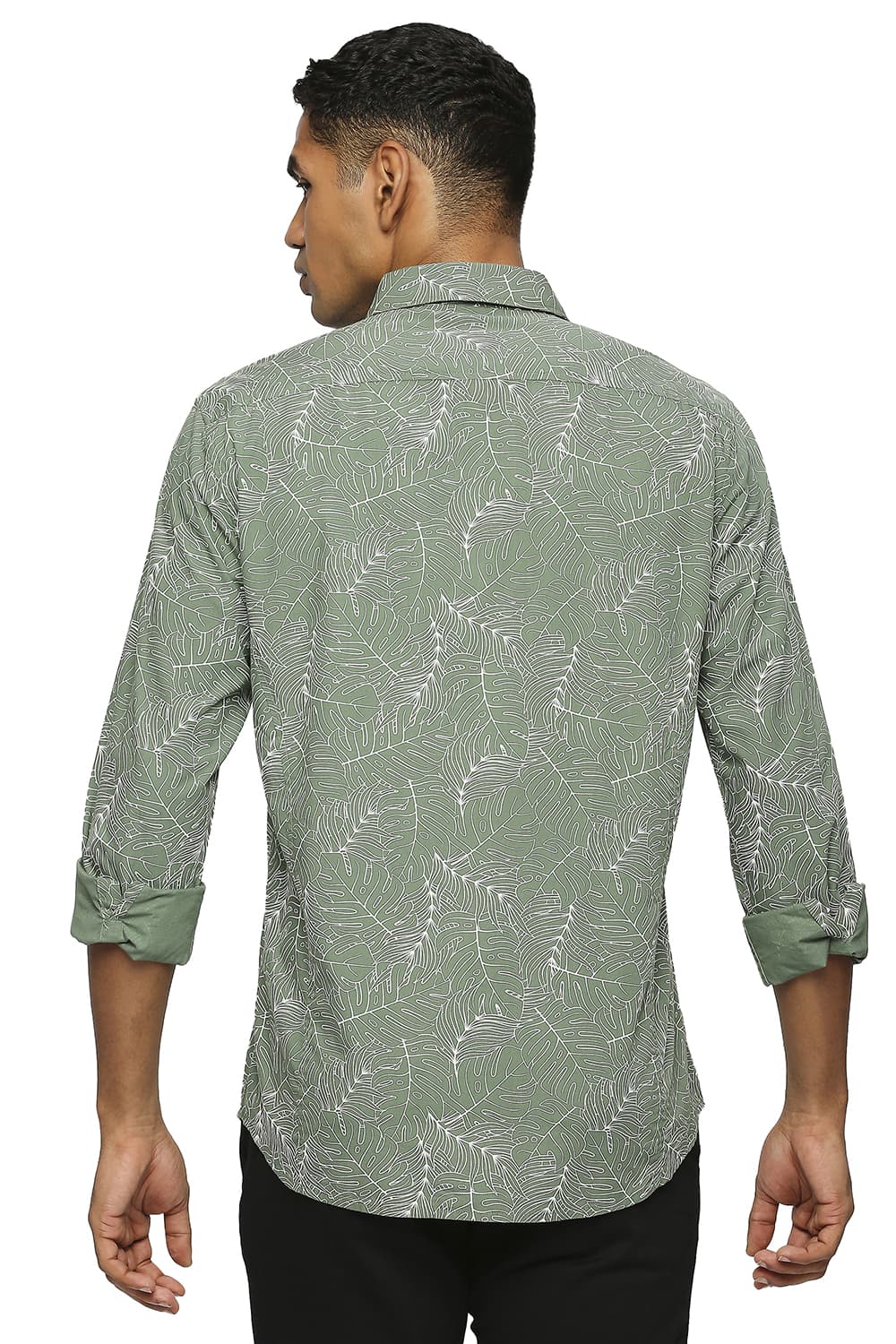 BASICS SLIM FIT COTTON TWILL PRINTED SHIRT