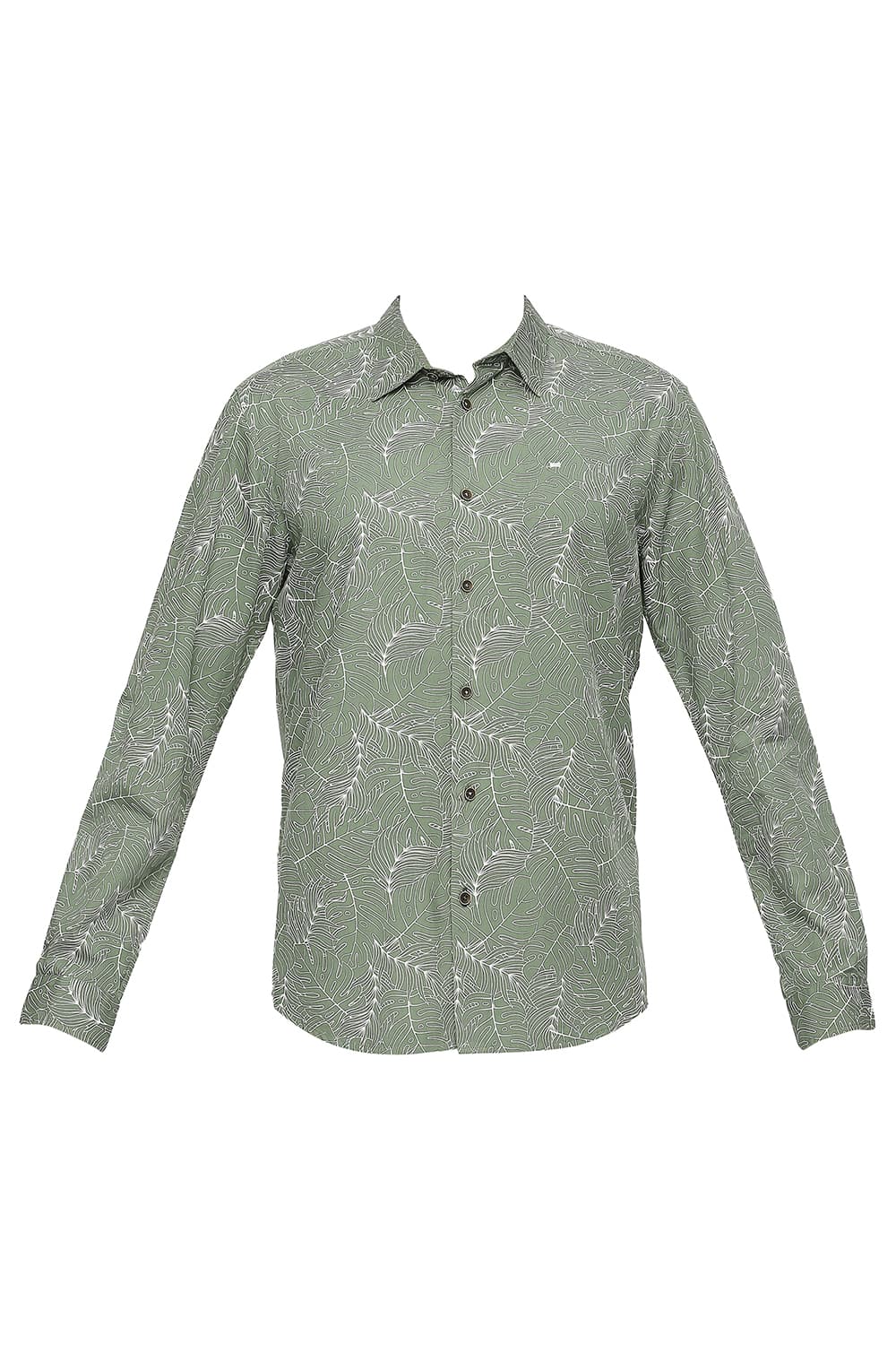 BASICS SLIM FIT COTTON TWILL PRINTED SHIRT