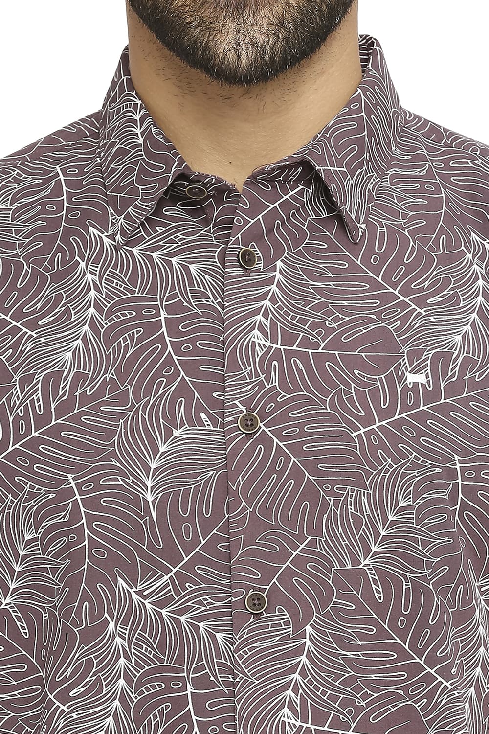 BASICS SLIM FIT COTTON TWILL PRINTED SHIRT