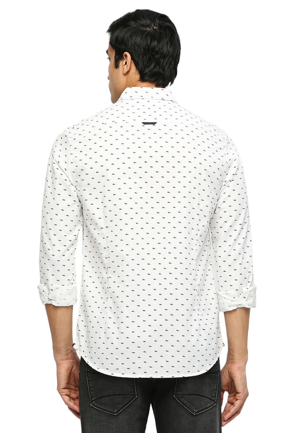 BASICS SLIM FIT COTTON POLYESTER TWILL PRINTED SHIRT