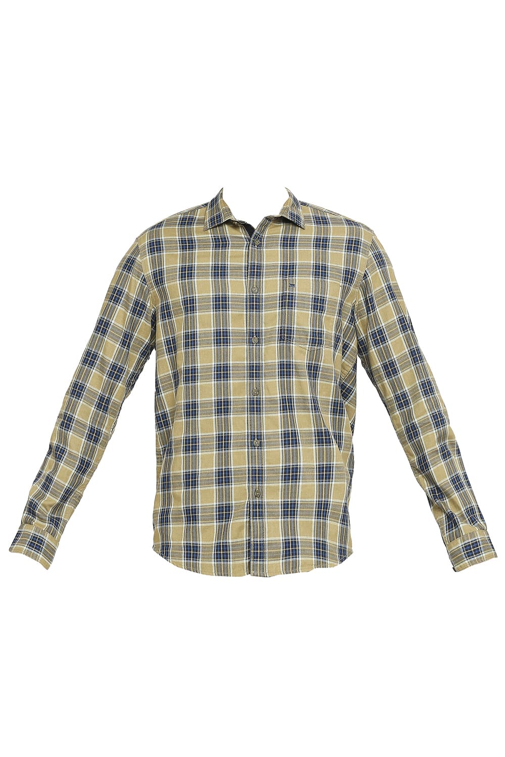 BASICS SLIM FIT COTTON POLYESTER TWILL CHECKS SHIRT