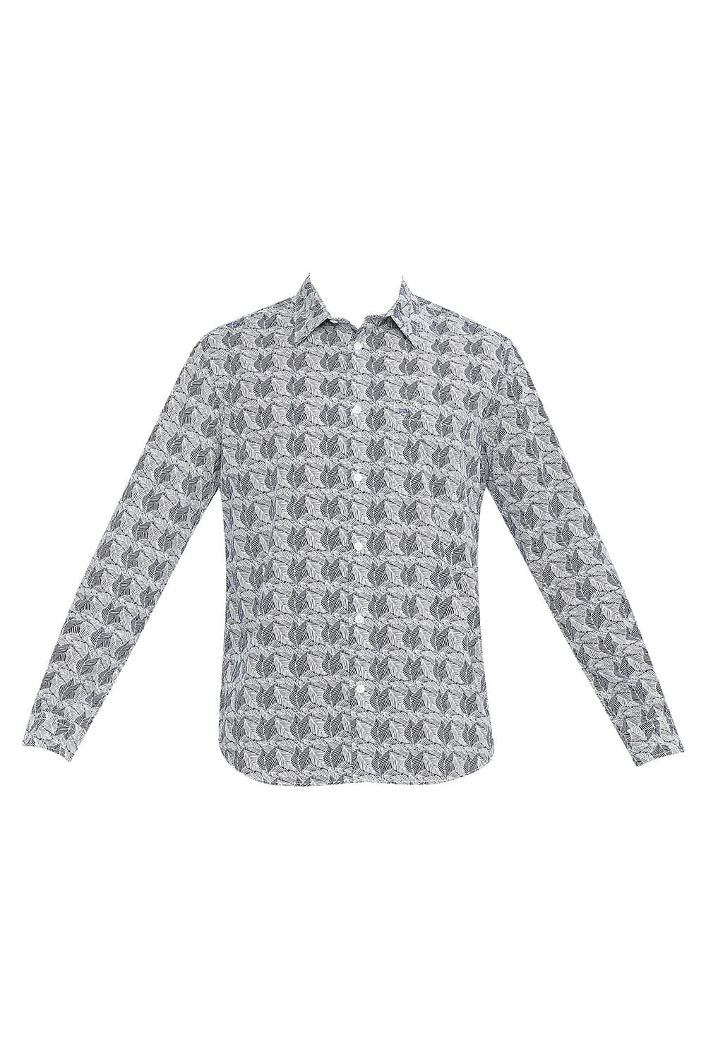 BASICS SLIM FIT COTTON POPLIN PRINTED SHIRT