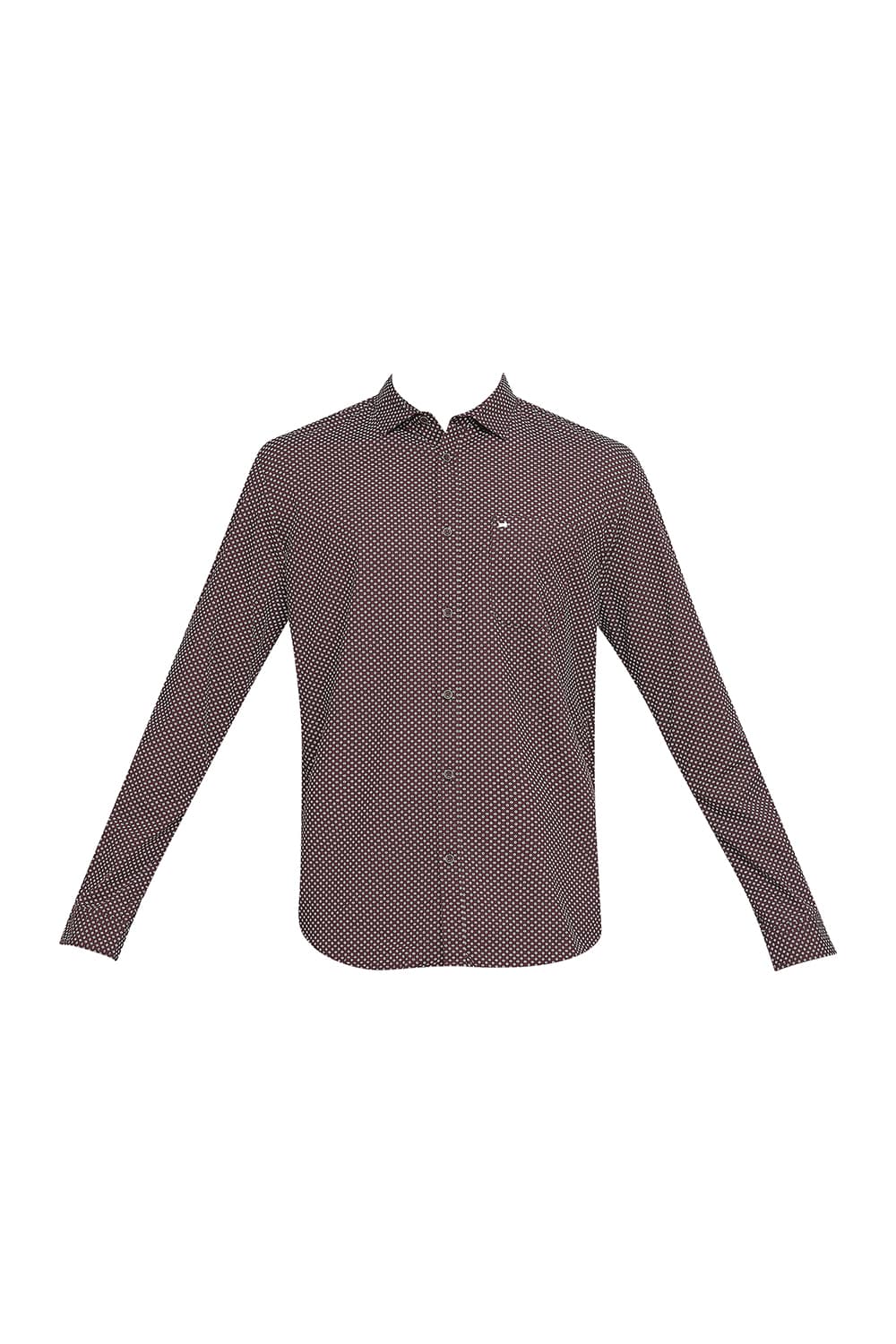 BASICS SLIM FIT COTTON POPLIN PRINTED SHIRT