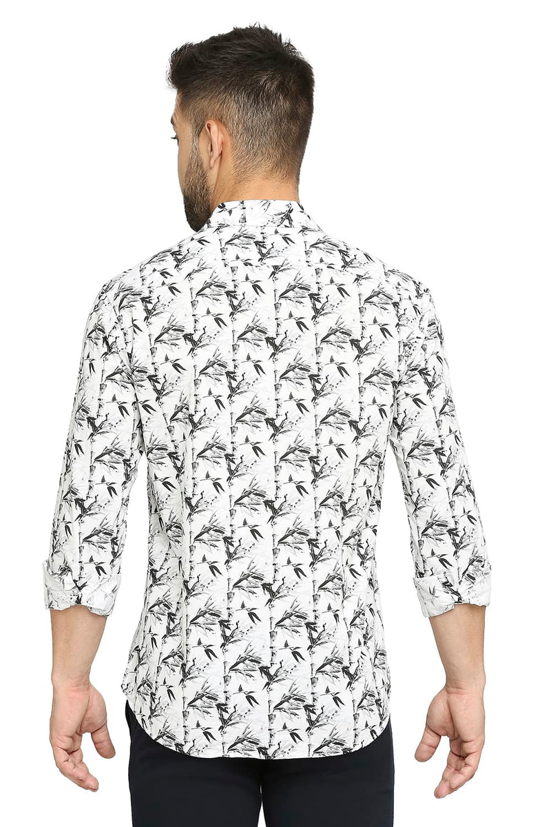 BASICS SLIM FIT COTTON POPLIN DIGITAL PRINTED SHIRT