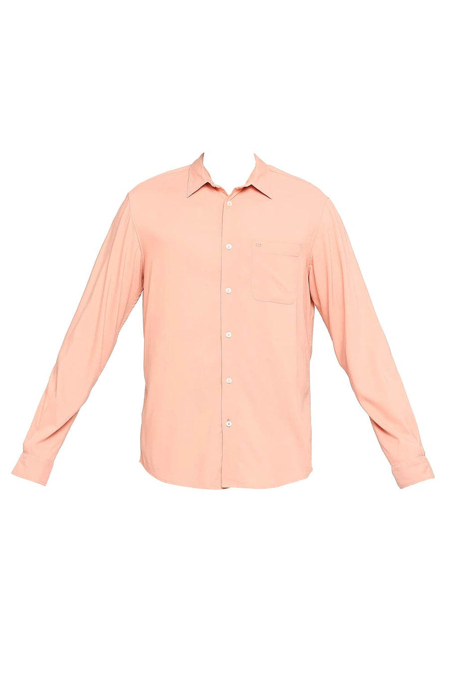 BASICS SLIM FIT PEACH FUZZ VISCOSE POLYESTER STRETCH TWILL SHIRT